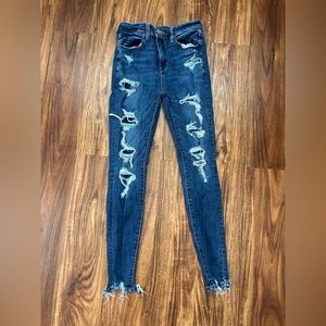 American Eagle Outfitters Ripped Dark Blue Skinny Jeans